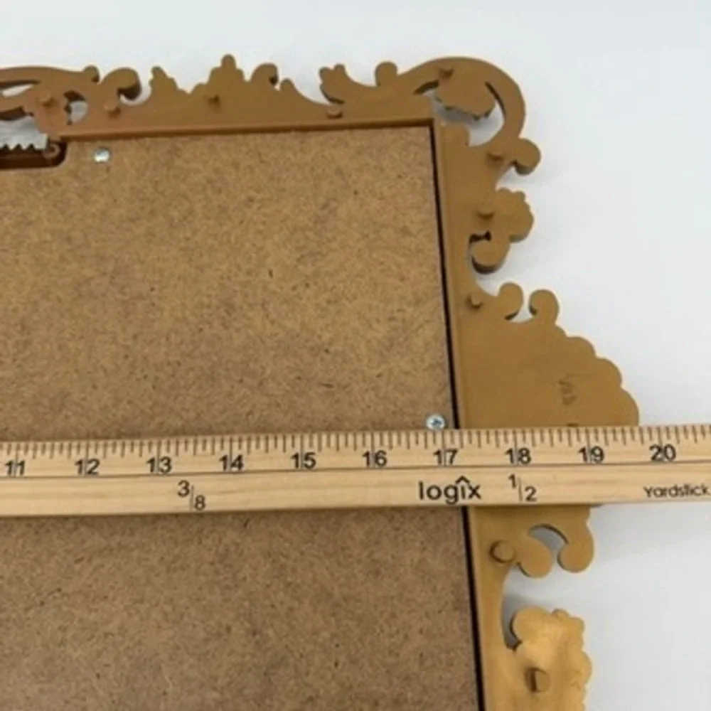 Vintage Homco Gold Ornate Wall Mirror and Floating Shelf Set 3069 Made in USA